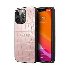 IPHONE 13 GUESS CROCO CASE-PINK