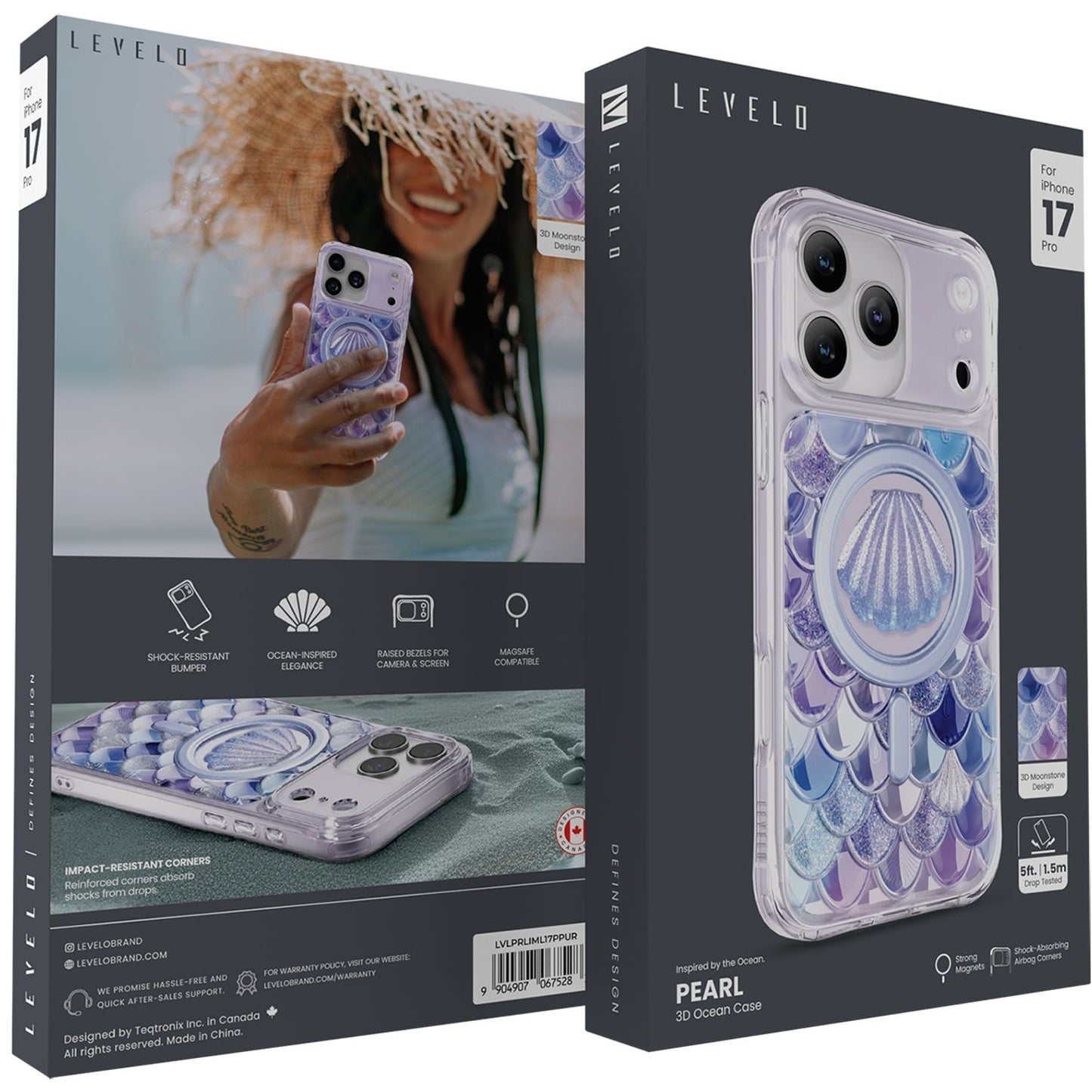 LEVELO PEARL 3D IML CASE FOR IPHONE 17 PRO - PURPLE LVLPRLIML17PPUR