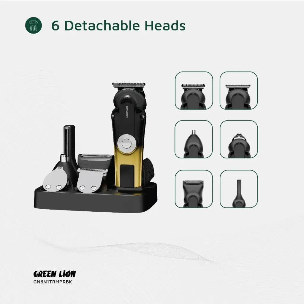 Green Lion 6 in 1 Trim Pro Grooming Kit - Black