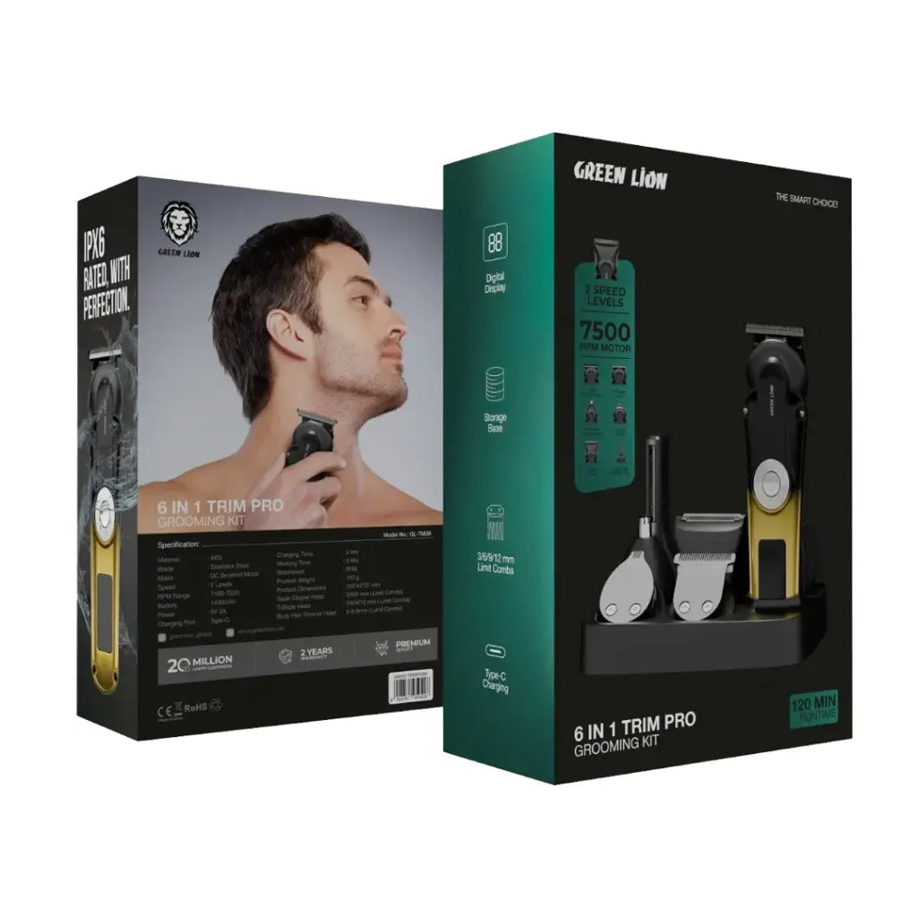 Green Lion 6 in 1 Trim Pro Grooming Kit - Black