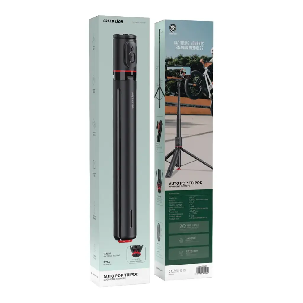 GREEN LION AUTO POP TRIPOD MAGNETIC REMOTE - BLACK GNAPPTDSBK