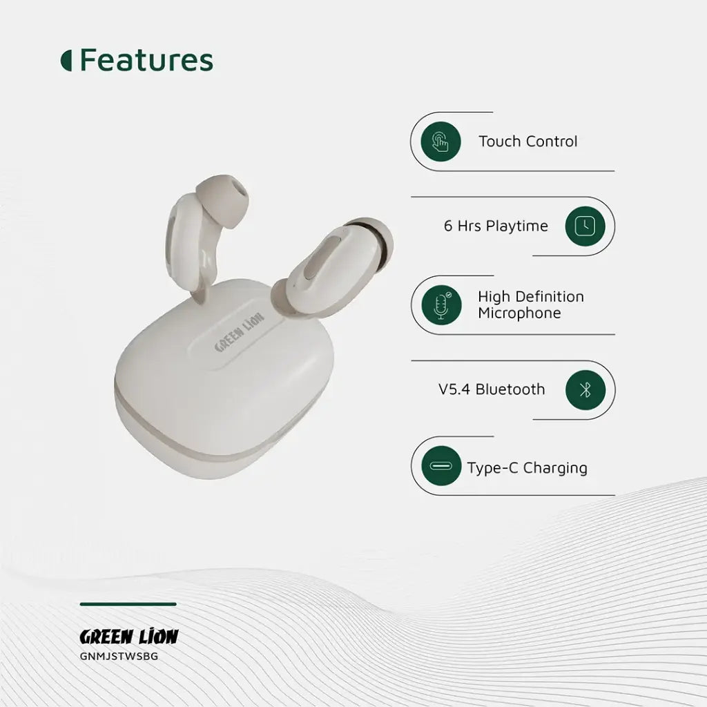 Green Lion Majestic True Wireless Earbuds TWS - Beige