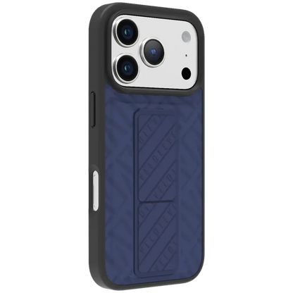 LEVELO MORPHIX SILICONE CASE WITH LEATHER GRIP FOR IPHONE 17 PRO MAX - DARK BLUE LVLMRPS17PMDBK
