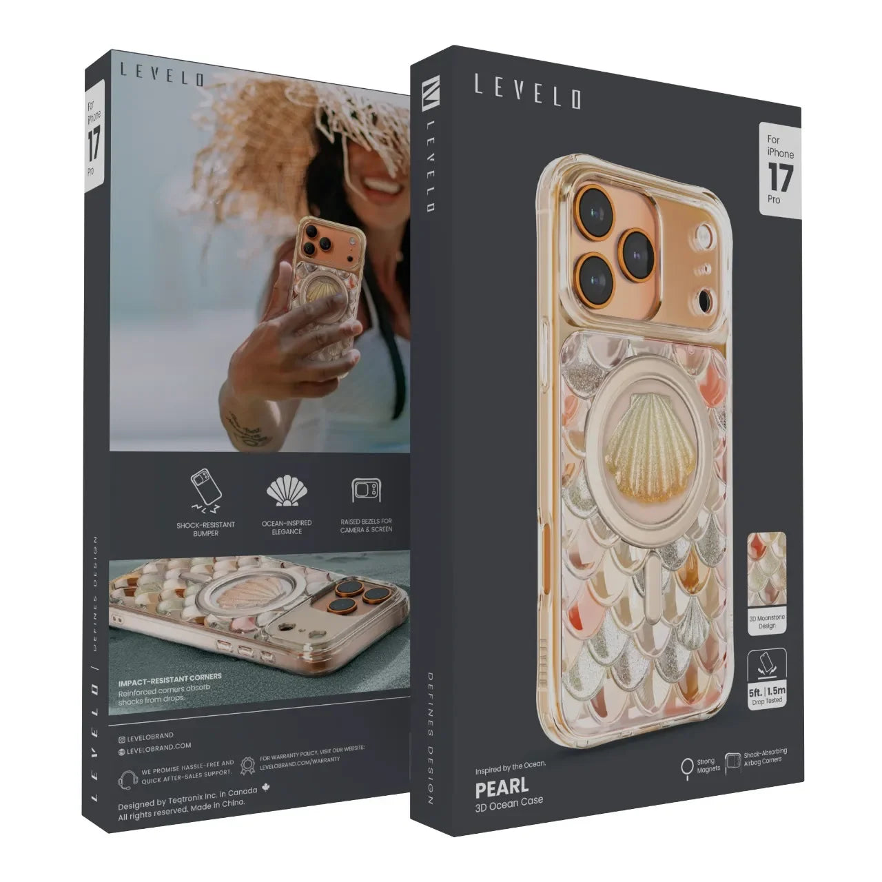 LEVELO PEARL 3D IML CASE FOR IPHONE 17 PRO - ORANGE LVLPRLIML17PORG